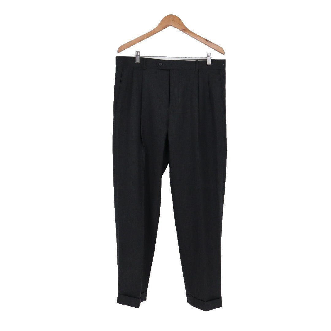 Joseph & Feiss Dress Pants Mens 36X30 Black Plated Slash Pockets Straight Leg