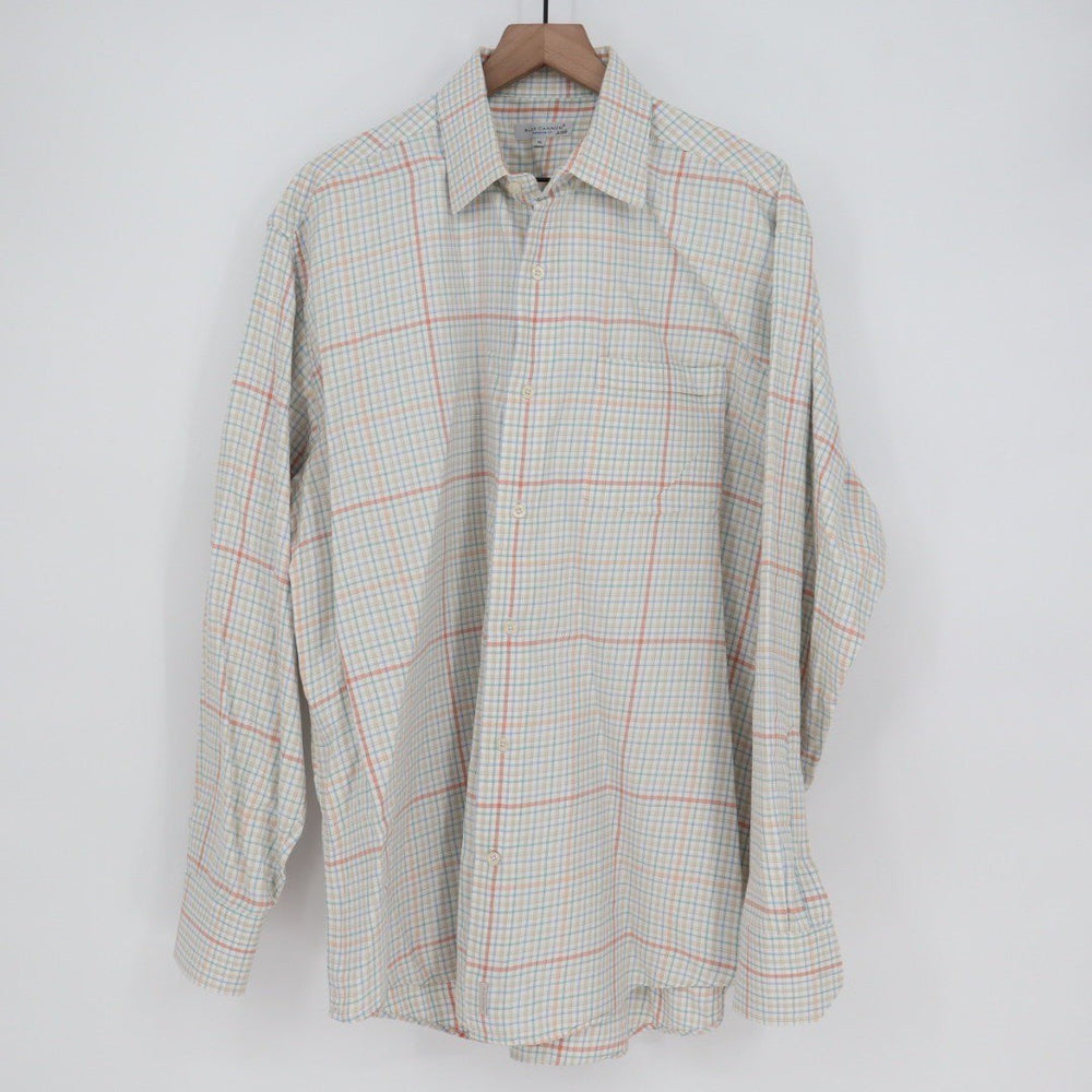 ALEX CANNON Mens XL Button Down Shirt Long Sleeve Plaid Casual Top