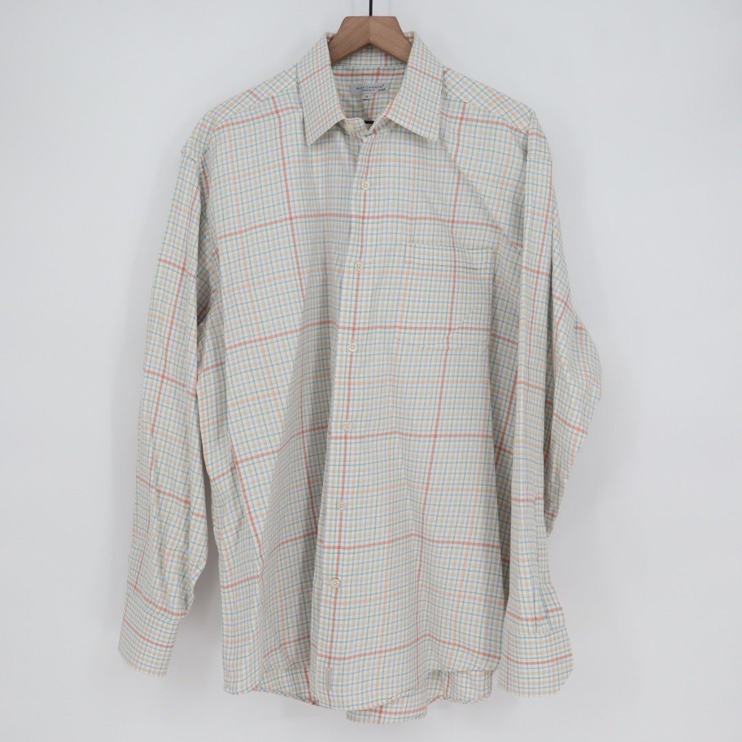 ALEX CANNON Mens XL Button Down Shirt Long Sleeve Plaid Casual Top
