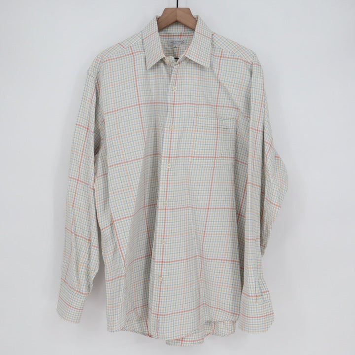 ALEX CANNON Mens XL Button Down Shirt Long Sleeve Plaid Casual Top