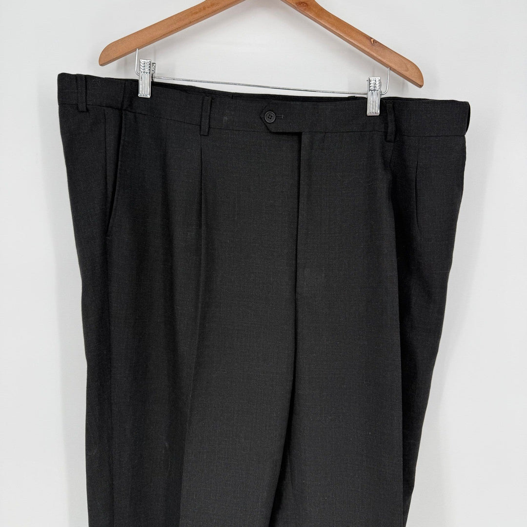 GS Mens Black Wool Blend Flat Front Dress Pants Size 44x32