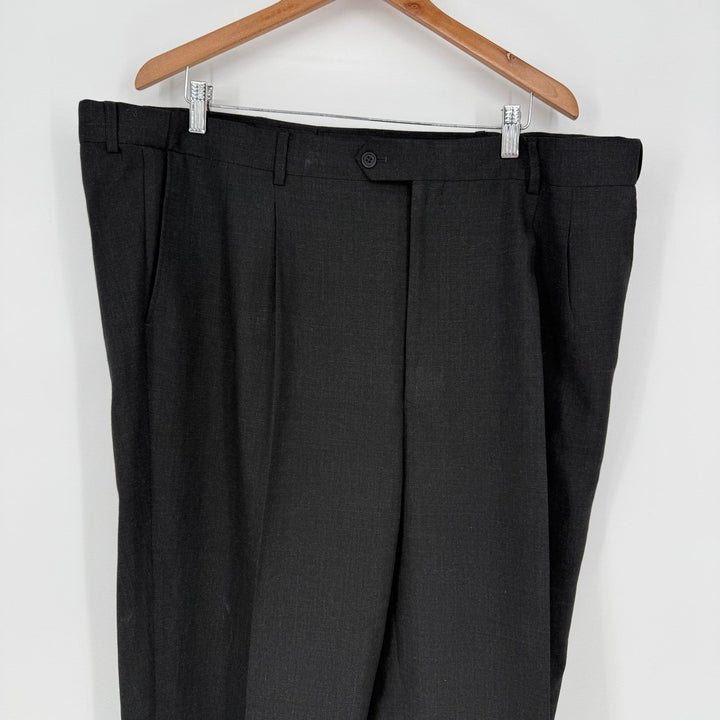 GS Mens Black Wool Blend Flat Front Dress Pants Size 44x32