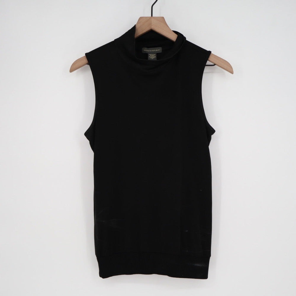 Banana Republic Black Sleeveless Mock Neck Knit Top Size M