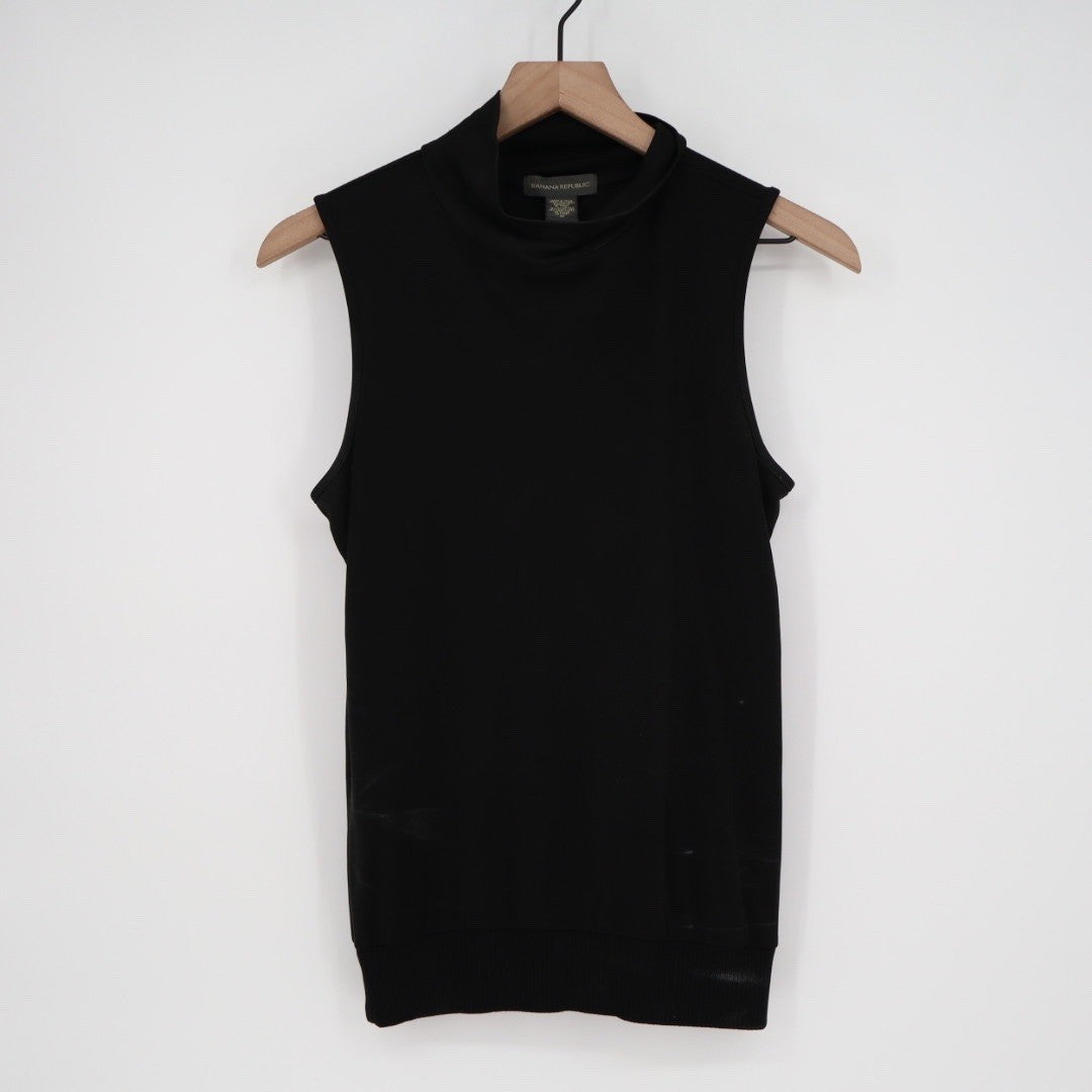 Banana Republic Black Sleeveless Mock Neck Knit Top Size M