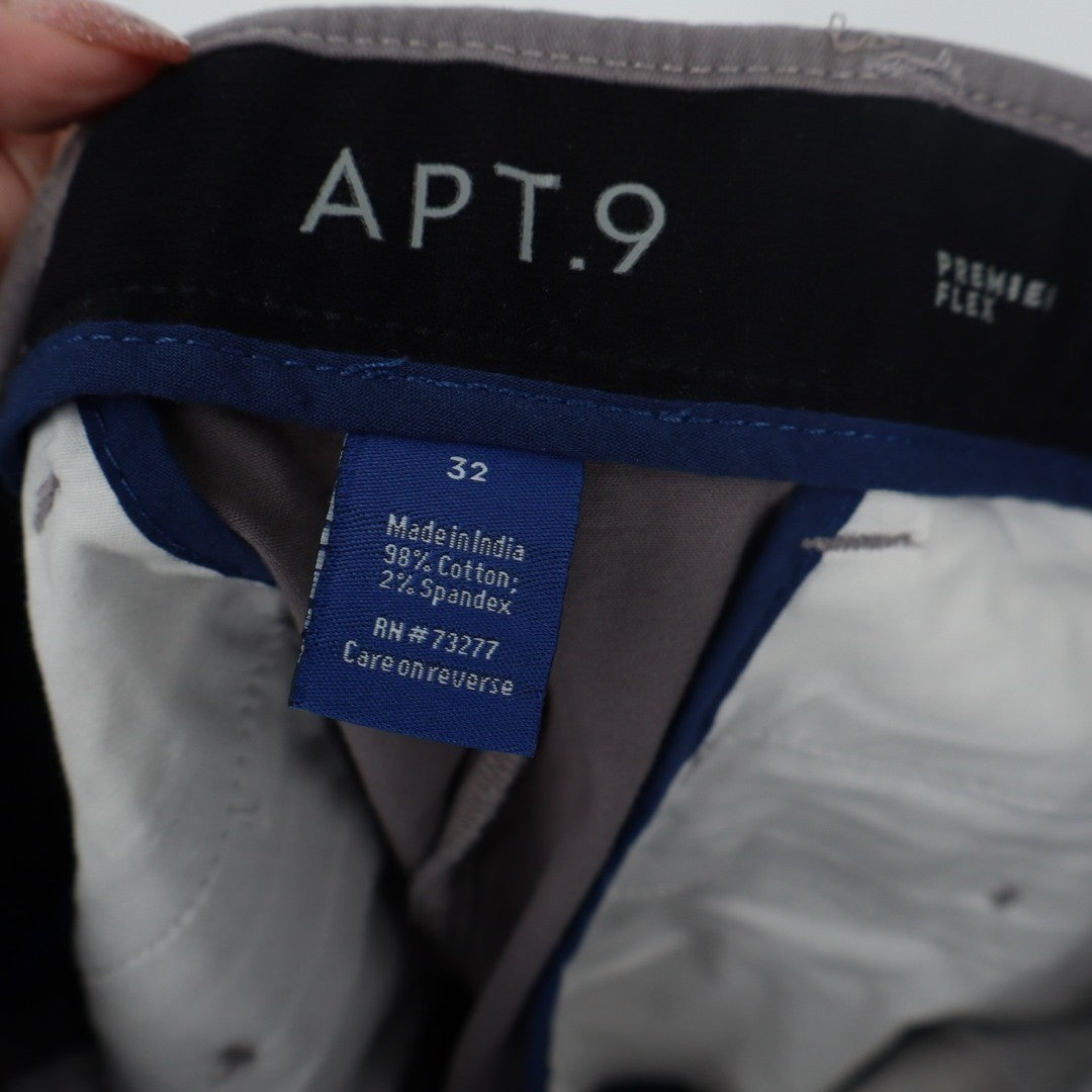 Apt 9 Premier Flex Chino Shorts Men 32 Gray Cotton Stretch Mid Rise Street Wear