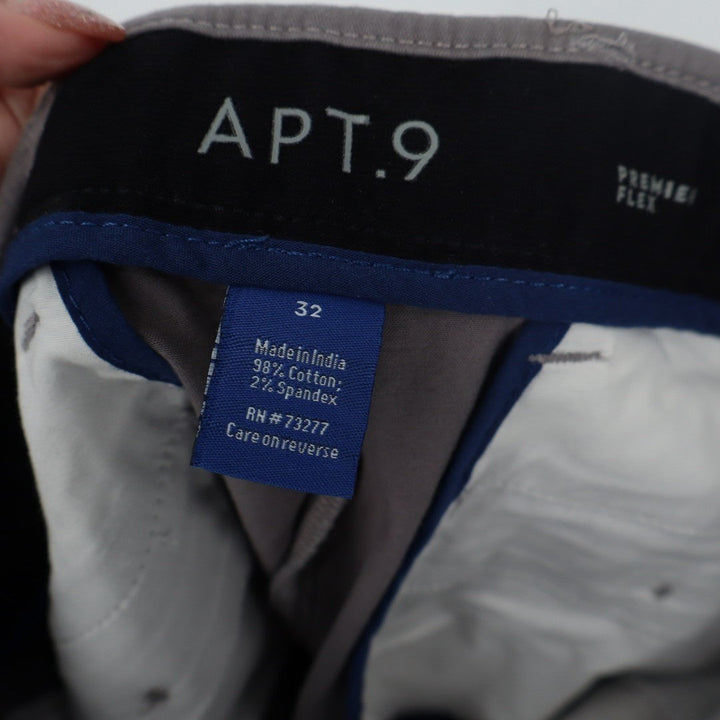 Apt 9 Premier Flex Chino Shorts Men 32 Gray Cotton Stretch Mid Rise Street Wear