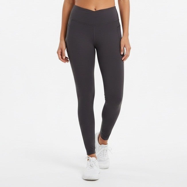 Halara High Waisted Full Length Activewear Leggings Size L Dark Gray Pockets
