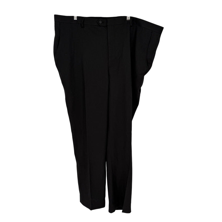 MTAILOR Mens Black Dress Pants Size 44x32 Flat Front Straight Leg Formal
