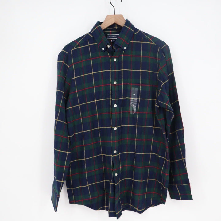 Club Room Men's Flannel Shirt Navy Blue Plaid Button Down Long Sleeve Size M