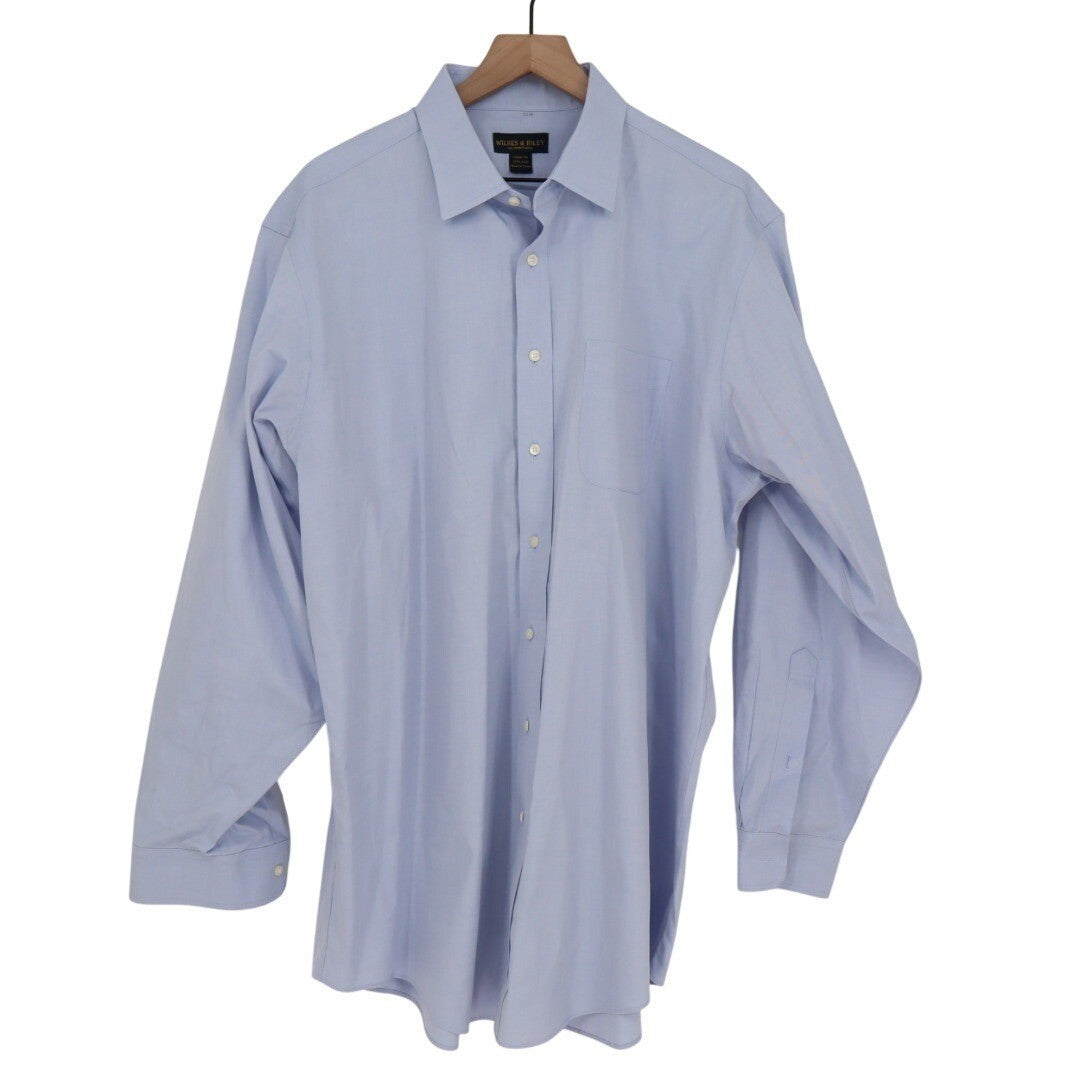 Wilkes & Riley Mens Light Blue Long Sleeve Dress Shirt Classic Fit 17 1/2 x 36