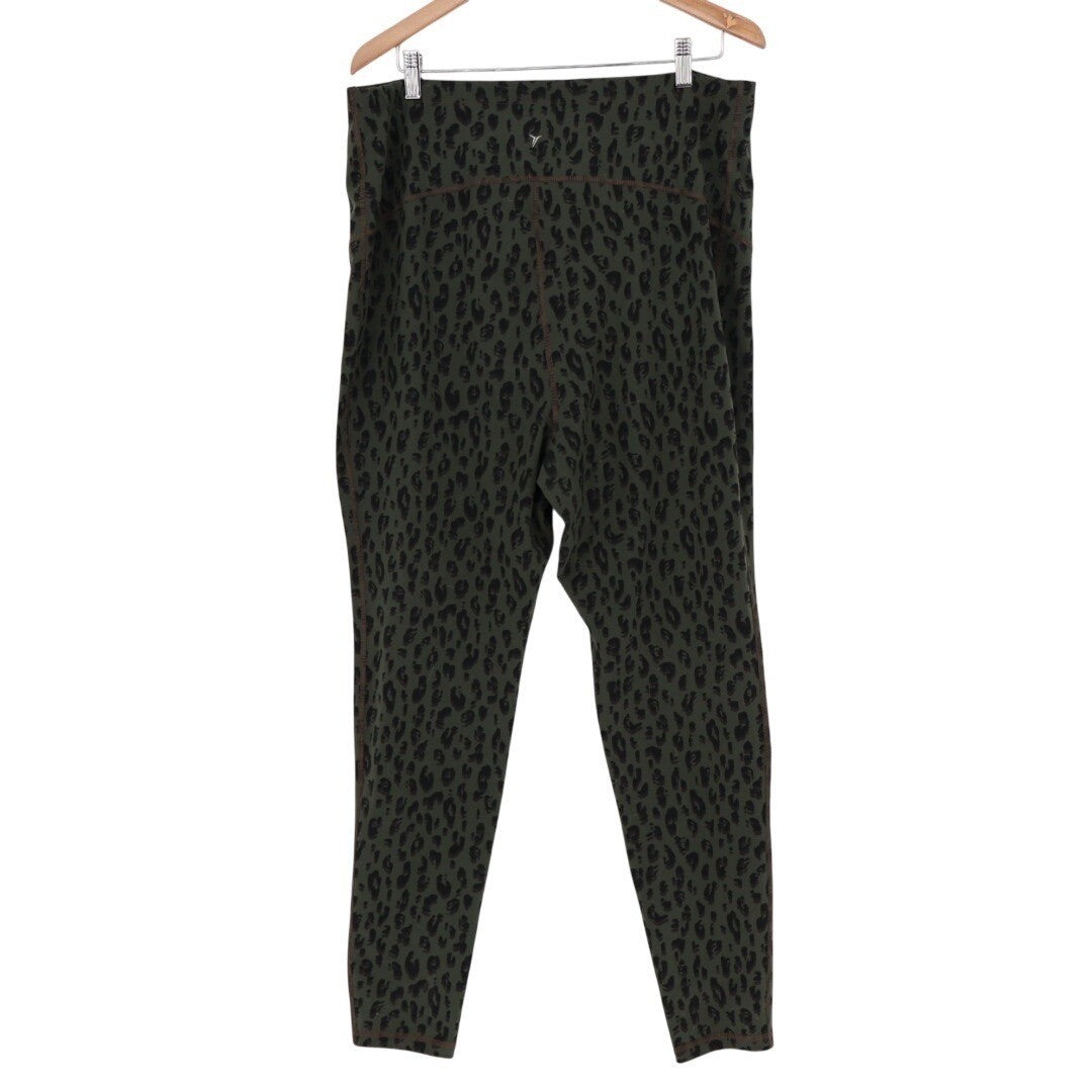 Old Navy Active Elevate Legging Go Dry Leopard Print Olive Green XL