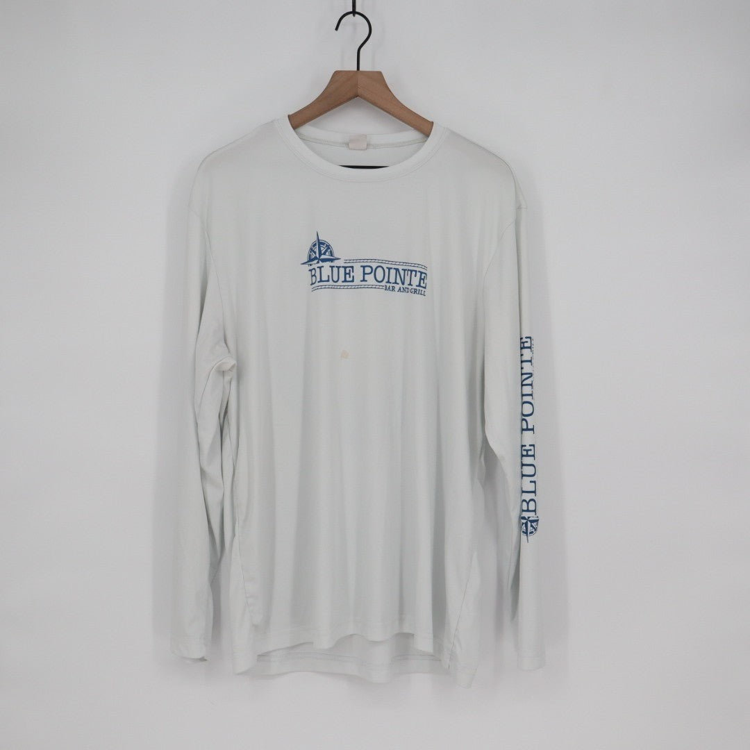 Blue Pointe T-shirt Mens Xl White Graphic Print Crew Neck Long Sleeve Streetwear