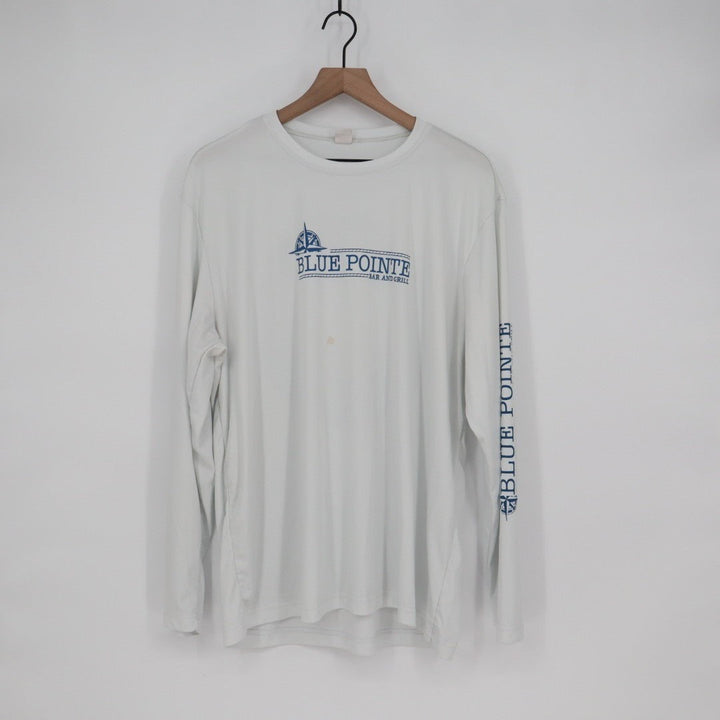 Blue Pointe T-shirt Mens Xl White Graphic Print Crew Neck Long Sleeve Streetwear