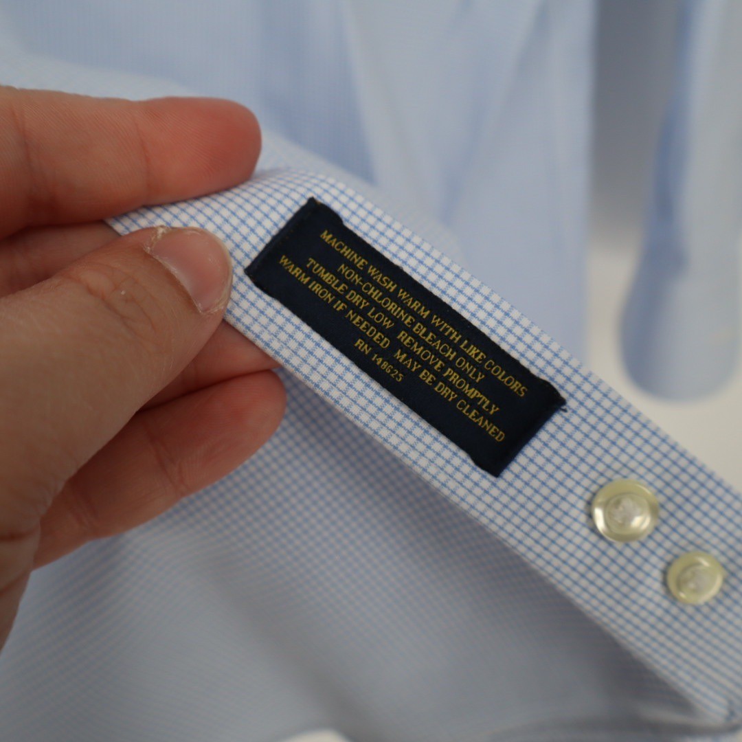 WILKES & RILEY Light Blue Gingham Classic Fit Dress Shirt 17 12 x 36