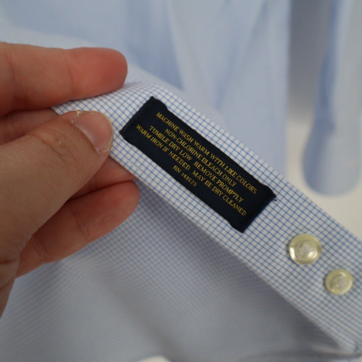 WILKES & RILEY Light Blue Gingham Classic Fit Dress Shirt 17 12 x 36