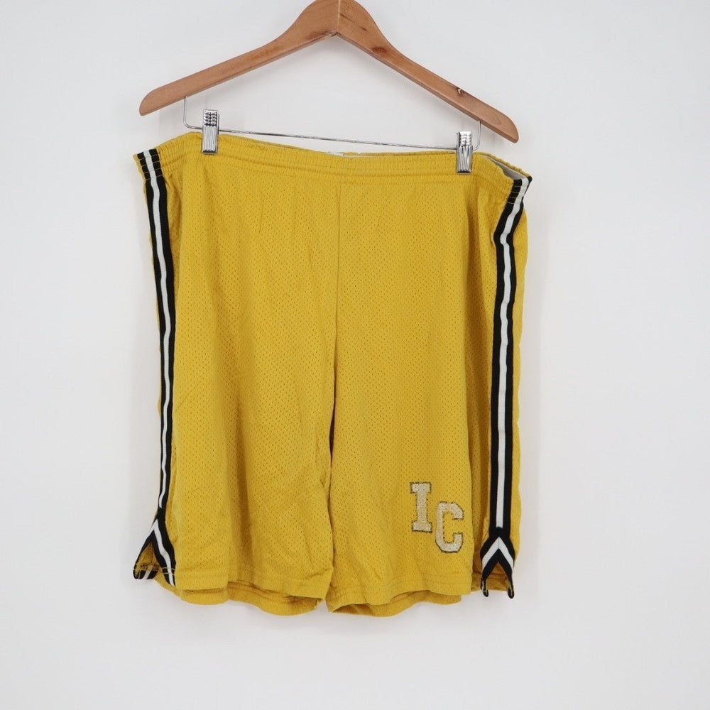 The Cotton Exchange Basketball Shorts Mens XL Yellow Mesh Active Elastic Waist