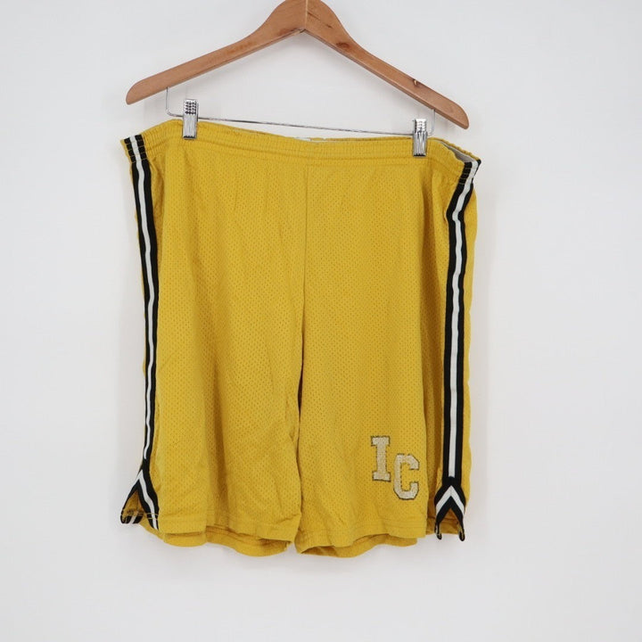 The Cotton Exchange Basketball Shorts Mens XL Yellow Mesh Active Elastic Waist