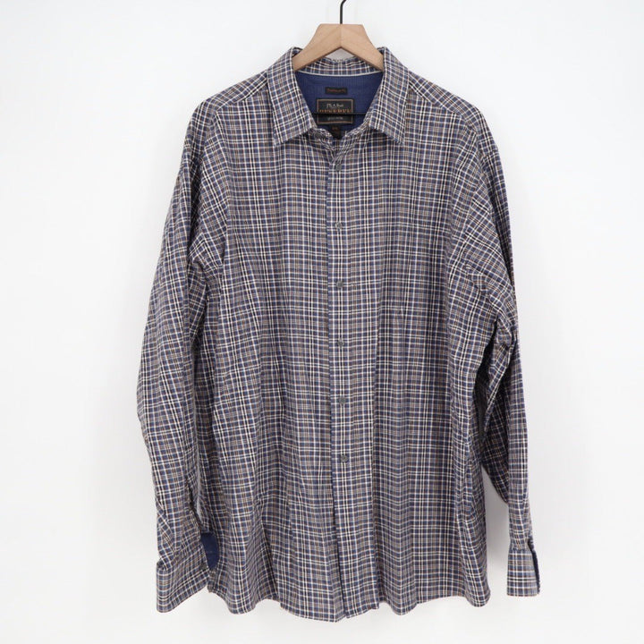 JOS A Bank Reserve Traditional Fit Plaid Long Sleeve Button Up Shirt XXL