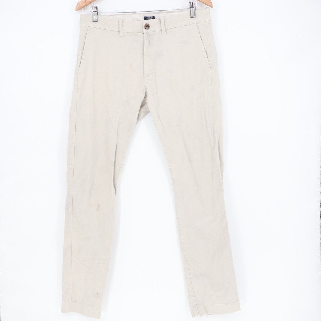 J.Crew Flex Chino Pants Men 31x32 White Cotton Stretch Slash Pocket Straight Leg