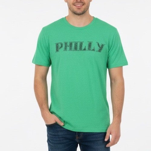 Gildan Softstyle Philly Graphic T Shirt Mens XL Green Short Sleeve Crew Neck Tee