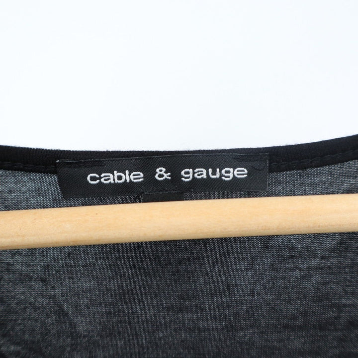Cable & Gauge Tank Top Womens Small Black Stretch Pleated V-Neck Wide Strap