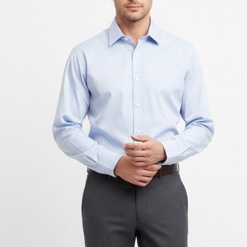 Wilkes & Riley Mens Light Blue Long Sleeve Dress Shirt Classic Fit 17 1/2 x 36