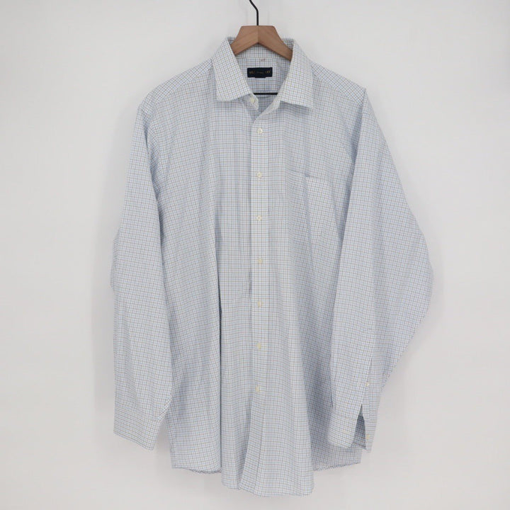 WILKES & RILEY Classic Fit Plaid Button Down Shirt Mens 17 1/2 x 36 Blue White