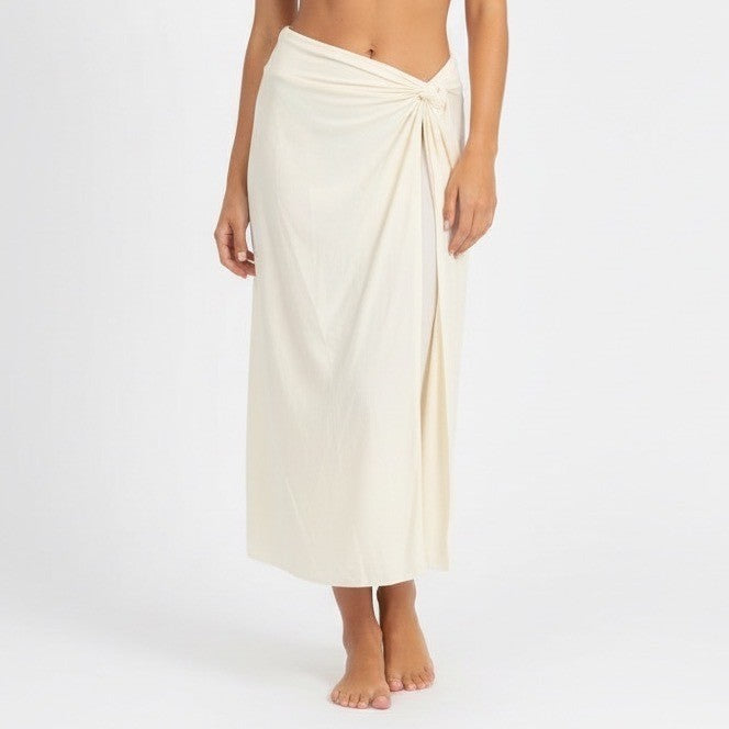 CALLA Knit Twist Front Maxi Skirt Cream XXL Recycled Nylon Spandex Travel