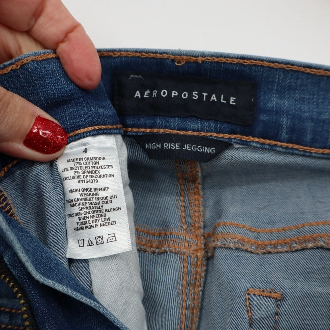 Aéropostale Jegging Jeans Womens 4 Blue Denim Cotton Stretch High Rise Skinny