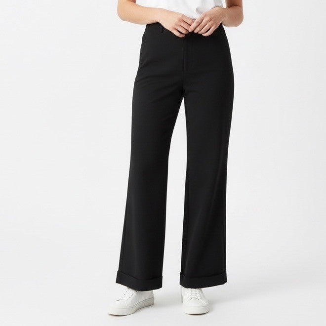 GAP Black Wide Leg Trousers Dress Pants Size 6R Cuffed