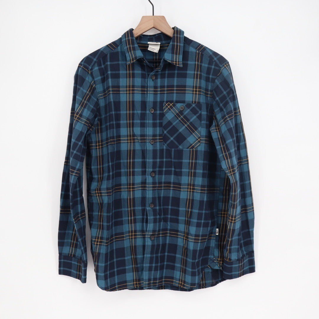 The North Face Mens Long Sleeve Plaid Button Up Shirt Blue Yellow Size M