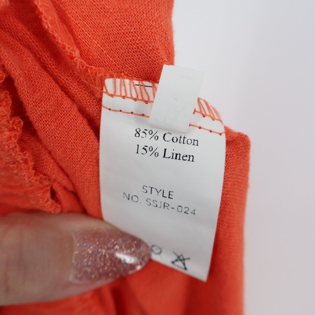 Mundoven Palazzo Pants Womens XL Orange Cotton Wide Leg Trendy Tiered Ruffle