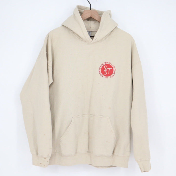 Stanley Stephens Company Inc Beige Logo Hoodie Sweatshirt XL Spellout