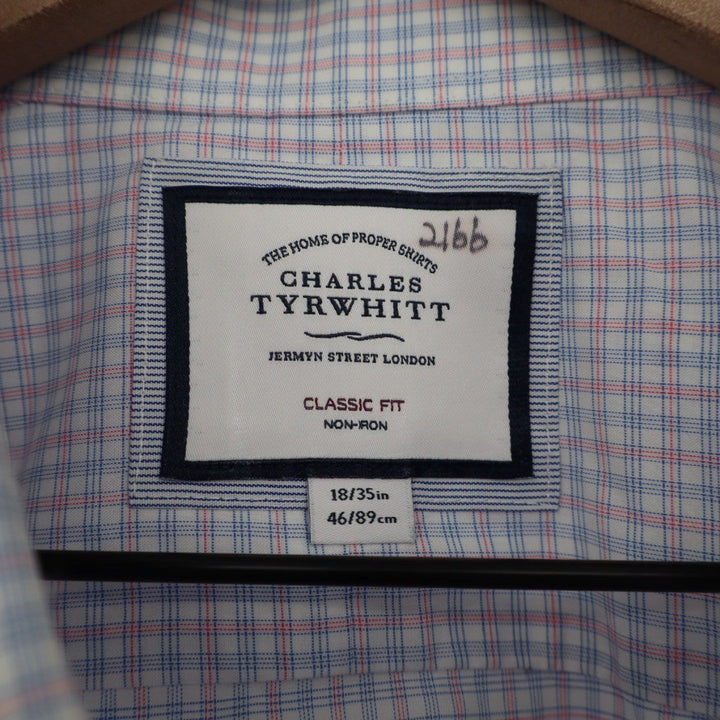 Charles Tyrwhitt Classic Fit Non Iron Gingham Dress Shirt Mens 18/35