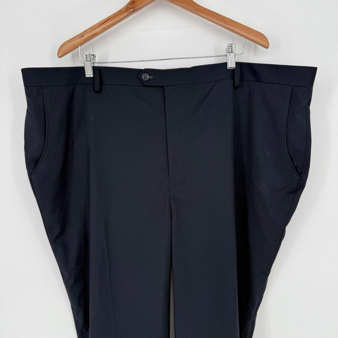 MTAILOR Men Big Tall Black Flat Front Dress Pants Size 44