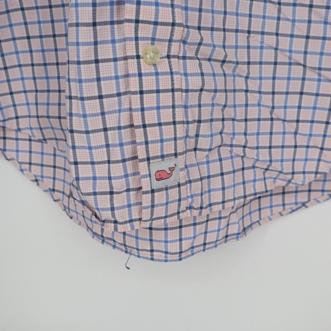Vineyard Vines Performance Classic Fit Murray Shirt Pink Blue Check Nylon Size S