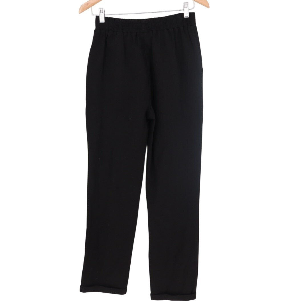 Les Serein Dress Pants Womens S Black Stretch Pleated Slash Pockets Straight Leg