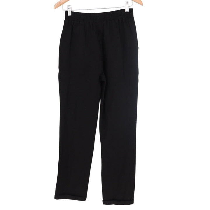 Les Serein Dress Pants Womens S Black Stretch Pleated Slash Pockets Straight Leg