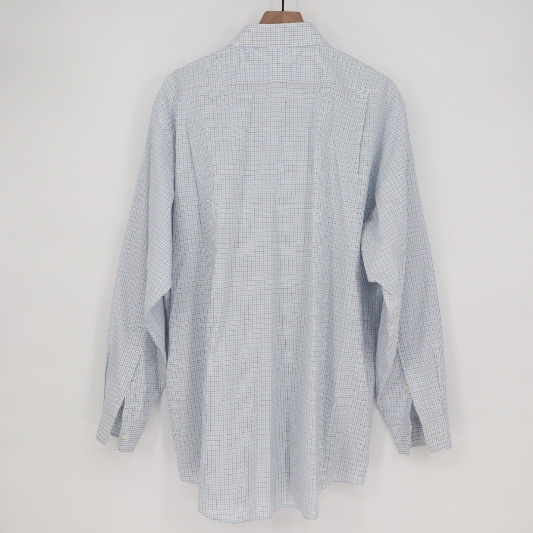 WILKES & RILEY Classic Fit Plaid Button Down Shirt Mens 17 1/2 x 36 Blue White
