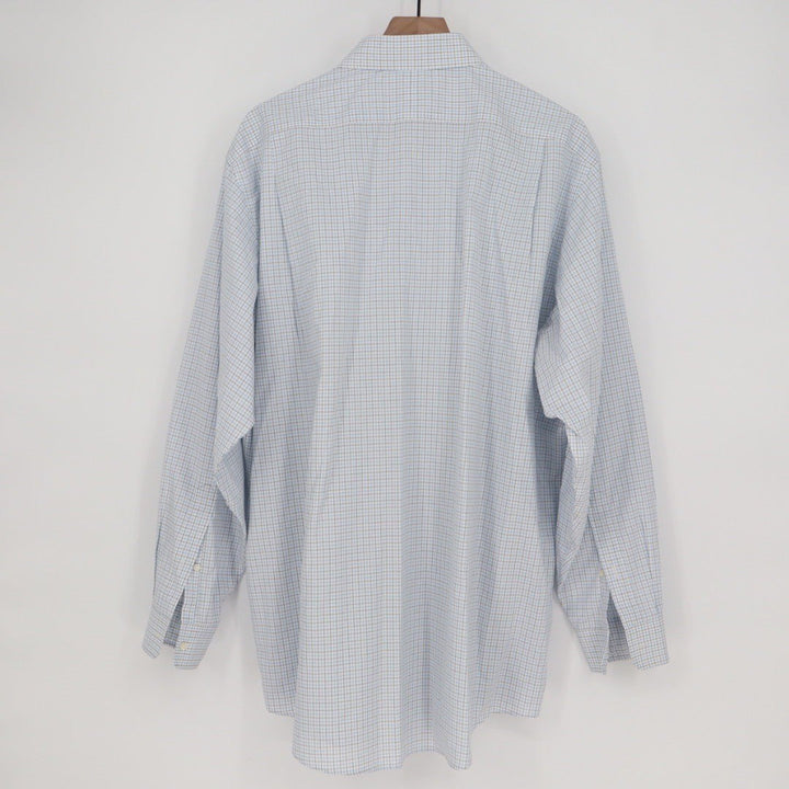 WILKES & RILEY Classic Fit Plaid Button Down Shirt Mens 17 1/2 x 36 Blue White