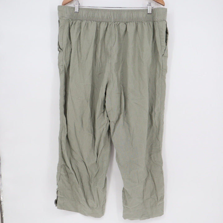 Martha Stewart Collection Linen Blend Cropped Pants Olive Green Size 1X