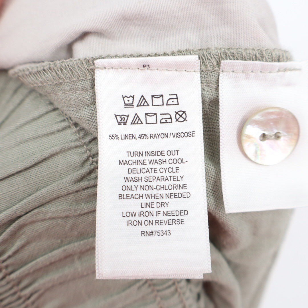 Martha Stewart Collection Linen Blend Cropped Pants Olive Green Size 1X