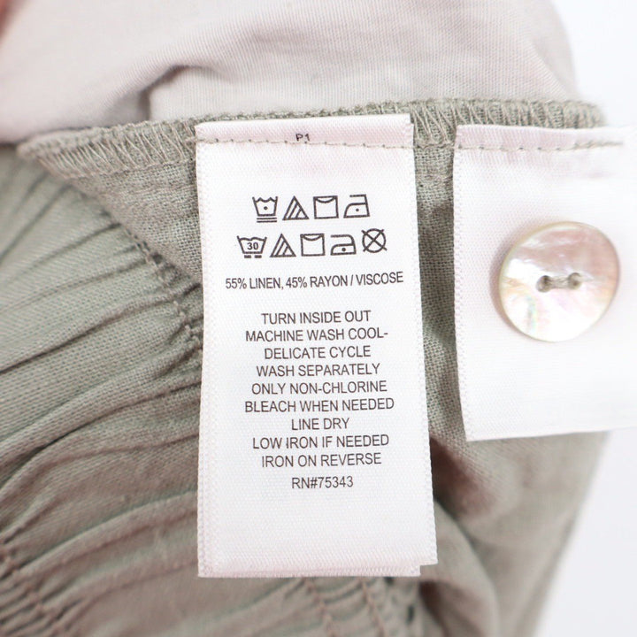 Martha Stewart Collection Linen Blend Cropped Pants Olive Green Size 1X