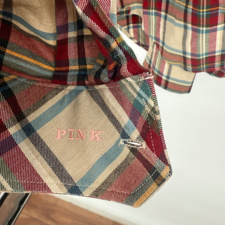 PINK Thomas Pink London Slim Fit Plaid Casual Button Down Shirt Mens Size M