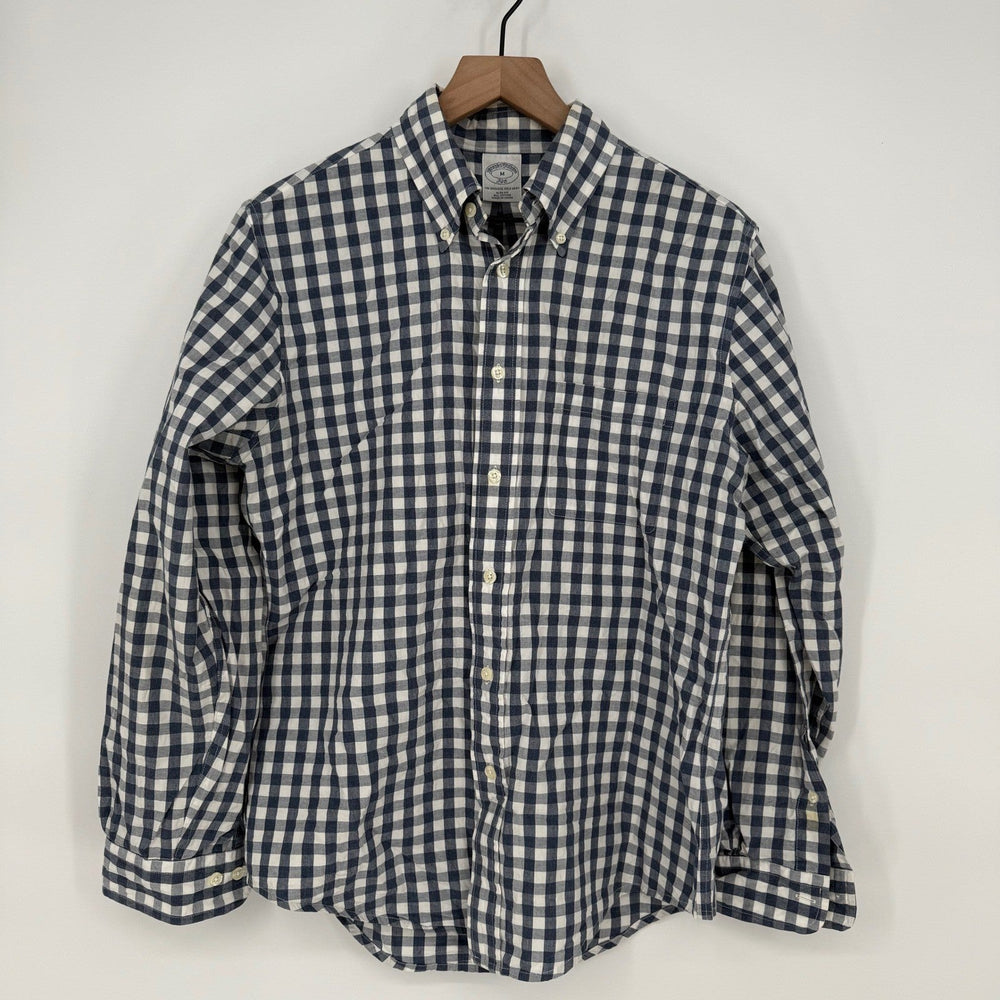 Brooks Brothers 346 Men's Slim Fit Blue Gingham Button Down Shirt Size M