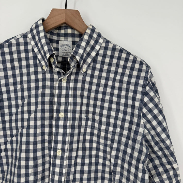 Brooks Brothers 346 Men's Slim Fit Blue Gingham Button Down Shirt Size M
