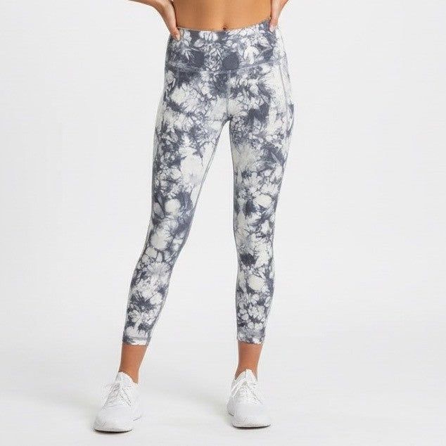 Athleta Tie Dye Leggings Activewear Pants Black White Size M