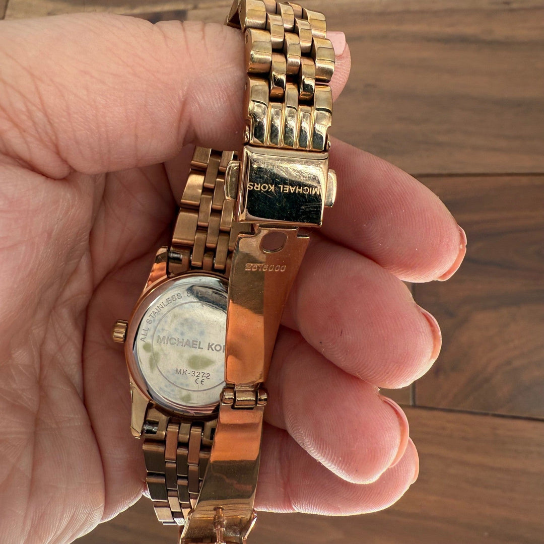 Michael Kors Gold Tone Watch Blue Dial Roman Numerals MK3272