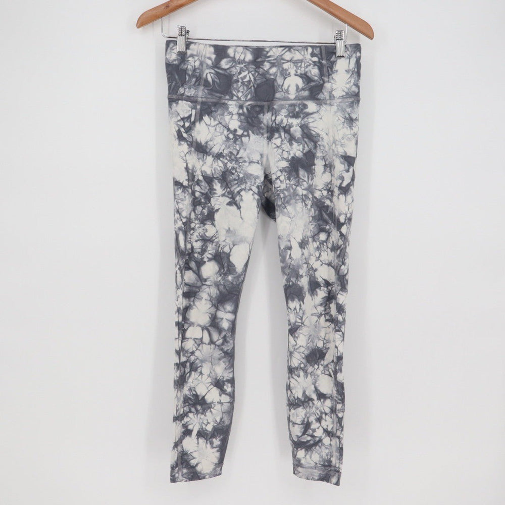 Athleta Tie Dye Leggings Activewear Pants Black White Size M