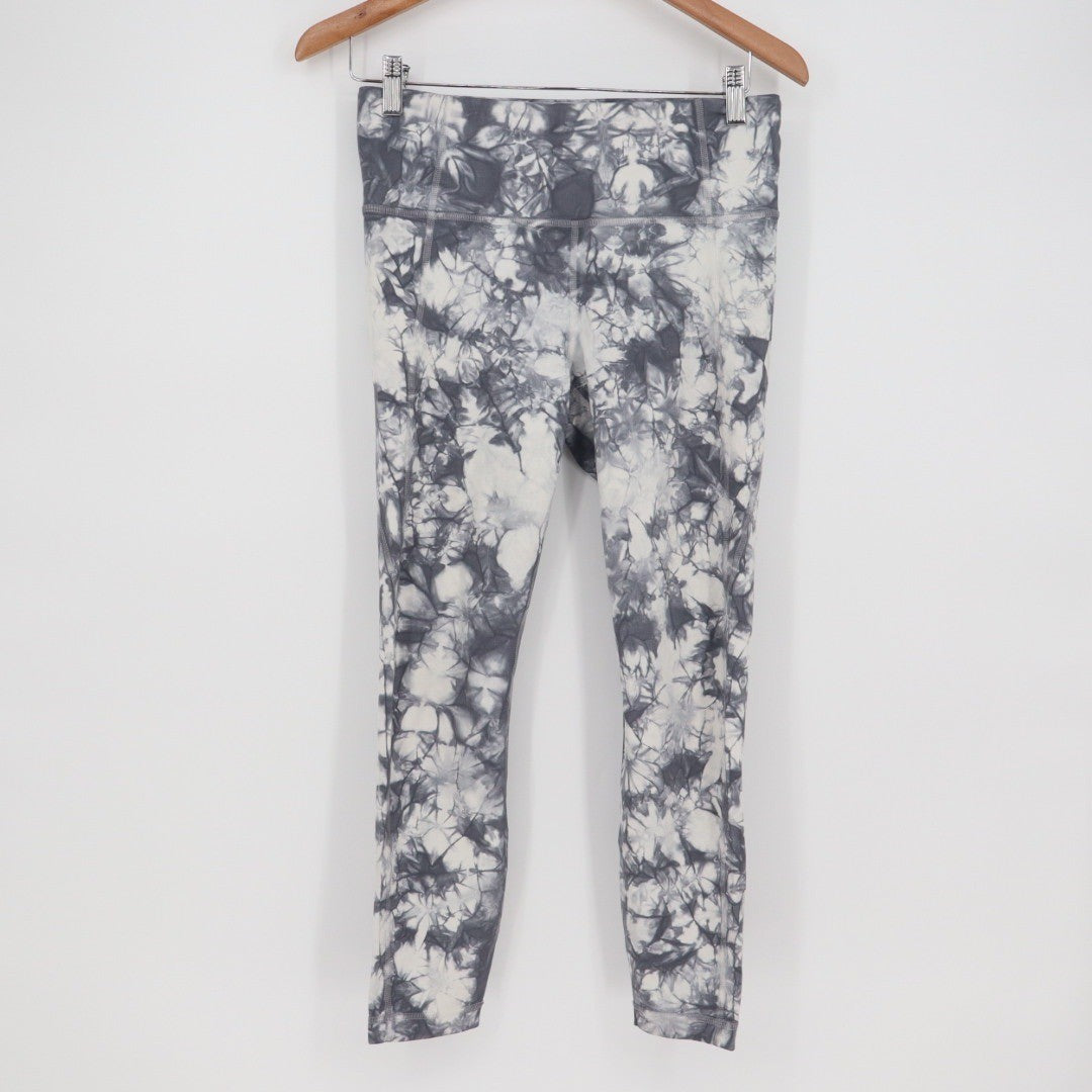 Athleta Tie Dye Leggings Activewear Pants Black White Size M